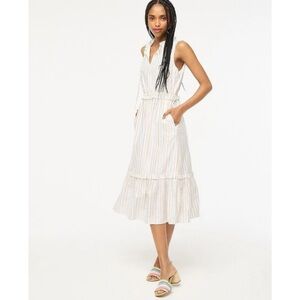 J. Crew Factory Shimmer Tie-Front Sleeveless Midi Dress
